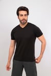 Erkek Gri V Yaka T-shirt