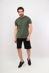 Erkek Haki Siyah Bisiklet Yaka Tshirt Şort Cep Fermuarlı Alt Üst Takım