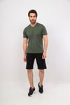 Erkek Haki Siyah V Yaka Tshirt Şort Cep Fermuarlı Alt Üst Takım