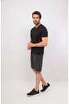 Erkek Haki Siyah V Yaka Tshirt Şort Cep Fermuarlı Alt Üst Takım