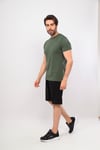 Erkek Haki Siyah V Yaka Tshirt Şort Cep Fermuarlı Alt Üst Takım