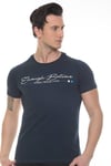Erkek Lacivert Enough Believe Yazılı T-shirt
