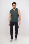 Erkek Yeşil 3'lü Kapşonlu Kısa kol Atletli  T-shirt Takım