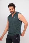 Erkek Yeşil 3'lü Kapşonlu Kısa kol Atletli  T-shirt Takım