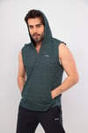 Erkek Yeşil 3'lü Kapşonlu Kısa kol Atletli  T-shirt Takım