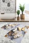 Dijital Baskı Kelebek Desen Kaymaz Taban 2li Set Banyo Paspası Klozet Takımı (50x60cm-60x100cm)
