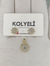 Kolyeli crystal kolye ucu küpe set