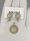 Kolyeli opal kolye ucu küpe set
