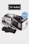 Haspet Pudrasız Siyah Nitril Eldiven (XL) Beden 100'lü 10 paket