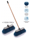 Oto Fırça Seti (Vidalı Gürgen Sap Extra - 150 Cm Oto Fırça 17 Cm - +1 Yedek Fırça ile)