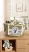 ElBoyaması Dönen Ahşap Bebek Odası Bakım Organizeri - Soft Yeşil & Krem