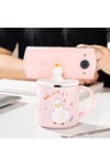 Sevimli Ördek Seramik Kupa, Pembe Mug, Kapaklı