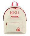 UNİTED COLORS OF BENETTON OKUL ÇANTASI 03821 BEJ KIRMIZI ÇİFT BÖLMELİ