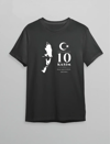 10 Kasım Atatürk Anma Günü Silüet Baskılı Oversize Bisiklet Yaka T-shirt - Siyah