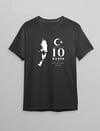 10 Kasım Atatürk Anma Günü Silüet Baskılı Oversize Bisiklet Yaka T-shirt - Siyah