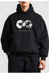10 Kasıma Özel Üç İplik Kapşonlu Baskılı Sweatshirt - Siyah