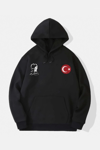 10 Kasıma Özel Üç İplik Kapşonlu Baskılı Sweatshirt - Siyah