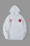 10 Kasıma Özel Üç İplik Kapşonlu Baskılı Sweatshirt - Beyaz