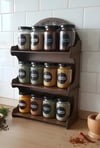 12'li Meşe Rengi Mdf Standlı Dekoratif Baharatlık Seti - Baharatlık Takımı