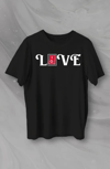 14 Şubat Sevgililer Günü Love Baskılı Oversize Bisiklet Yaka T-shirt - Siyah
