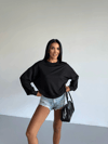 2 İplik Bisiklet Yaka Sweat Siyah F2339