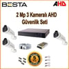2Mp Ahd 1080P Gece Görüşlü 3 Kameralı Güvenlik Sistemi