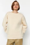 3 İplik Şardonlu Bisiklet Yaka Sweatshirt Bej