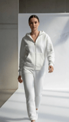 3 İplik Şardonlu Kapşonlu Hoodie Frm Beyaz P510437