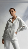 3 İplik Şardonlu Kapşonlu Hoodie Frm Beyaz P510437
