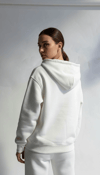 3 İplik Şardonlu Kapşonlu Hoodie Frm Beyaz P510437