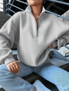 3 İplik Şardonlu Yarım Fermuarlı Sweatshirt Gri