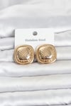 316l Çelik Gold Renk Düğme Model Kadın Küpe