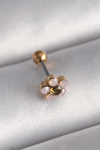 316l Çelik Gold Renk Zirkon Taşlı Çiçek Tragus Piercing