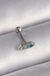 316l Çelik Gümüş Renk Mavi Zirkon Taşlı Tragus Piercing
