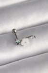 316l Çelik Gümüş Renk Zirkon Taş Detay Beyaz Çiçek Model Tragus Piercing