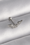 316l Çelik Gümüş Renk Zirkon Taş Detay Kanat Model Tragus Piercing