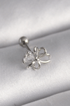 316l Çelik Gümüş Renk Zirkon Taş Detay Kurdele Model Tragus Piercing