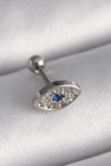 316l Çelik Gümüş Renk Zirkon Taşlı Göz Tragus Piercing