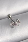 316l Çelik Gümüş Renk Zirkon Taşlı Kurdele Tragus Piercing