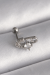 316l Çelik Gümüş Renk Zirkon Taşlı Toplu İğne Tragus Piercing