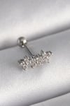 316l Çelik Gümüş Renk Zirkon Taşlı Yonca Tragus Piercing