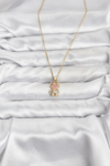 316l Çelik Zincir Gold Renk Teddy Bear Model Zirkon Taşlı Kadın Kolye