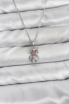 316l Çelik Zincir Gümüş Renk Teddy Bear Model Zirkon Taşlı Kadın Kolye