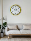36 Cm Sarı Modern Dekoratif Duvar Saati