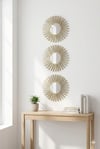 3’lü Gold Güneş Desenli Duvar Aynası Seti 25 cm | Dekoratif Yuvarlak Ayna