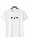 Anneler Günü Hediye Mom Çiçek Baskılı Oversize Bisiklet Yaka T-shirt - Beyaz