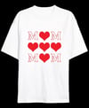 Anneler Günü Hediye Mom Kalp Baskılı Oversize Bisiklet Yaka T-shirt - Beyaz