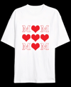 Anneler Gününe Özel Tasarım Mom Kalp Baskılı T-shirt - Beyaz