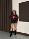 Astarlı Kemerli Pb Deri Ceket Bordo Onst