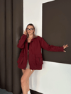 Astarlı Yaka Detaylı Artos Ceket Bordo St2651019